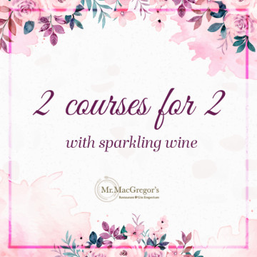 Image for 2 Courses for 2 with sparkling wine £45